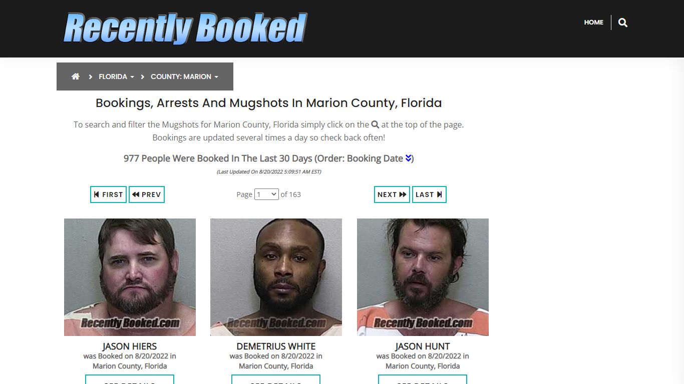 Recent bookings, Arrests, Mugshots in Marion County, Florida